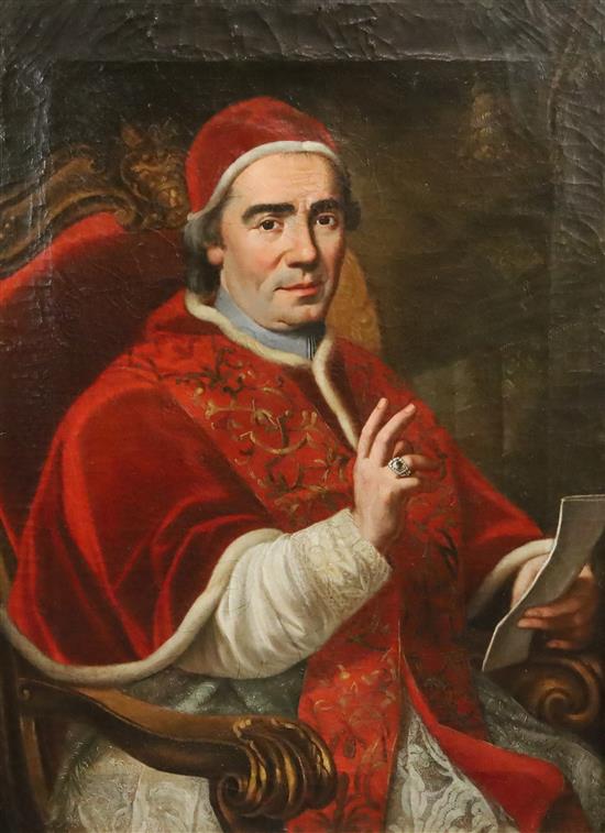 18th Century Italian School Portrait of Pope Clemente XIV 37.5 x 27in.